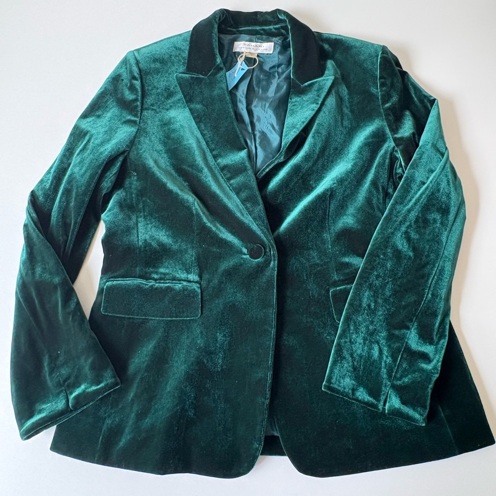 Emerald Green Velvet Blazer - Women Jackets & Coats
